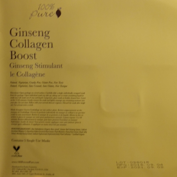 100% Pure Ginsing Collagen Boost face masks - Picture 4 of 4